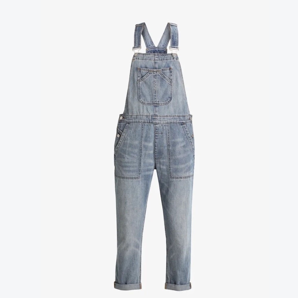 Gap Women Denim Overalls S Petite Blue Jean Dungarees Straight Leg Carpenter 90s